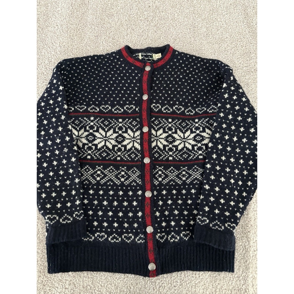 Vintage 80s LL Bean Nordic Cardigan Wool Sweater Mens Size XL USA Made